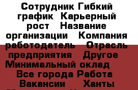 Сотрудник Гибкий график. Карьерный рост › Название организации ­ Компания-работодатель › Отрасль предприятия ­ Другое › Минимальный оклад ­ 1 - Все города Работа » Вакансии   . Ханты-Мансийский,Когалым г.